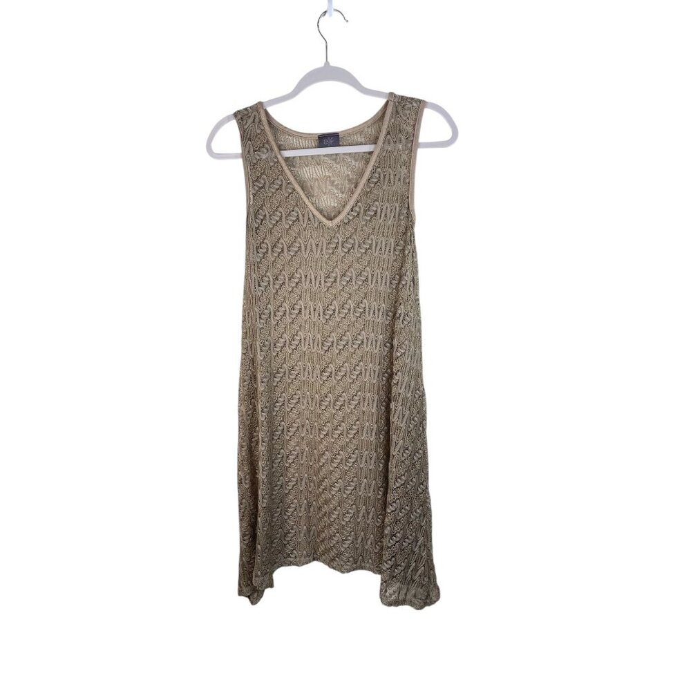 Elif for Jordan Taylor Gold Sleeveless Sheer Swim Coverup Dress Medium Vacation